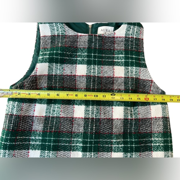 Aura Dress Size Small Plaid Green‎ Holiday Christmas Mini with Liner - Picture 7 of 10